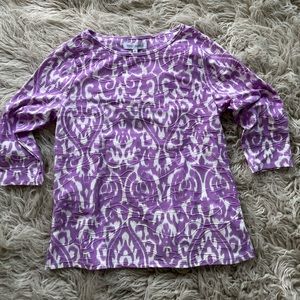 NWT Emily Daniels purple/white paisley textured top size PS